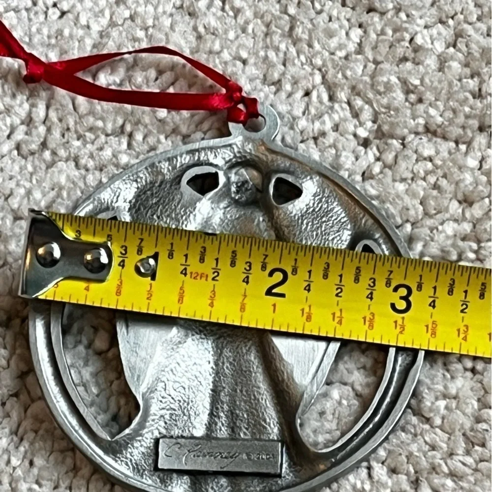 Carole Ranney Pewter Angel Christmas Ornament 2004 Sculpted Metal Round